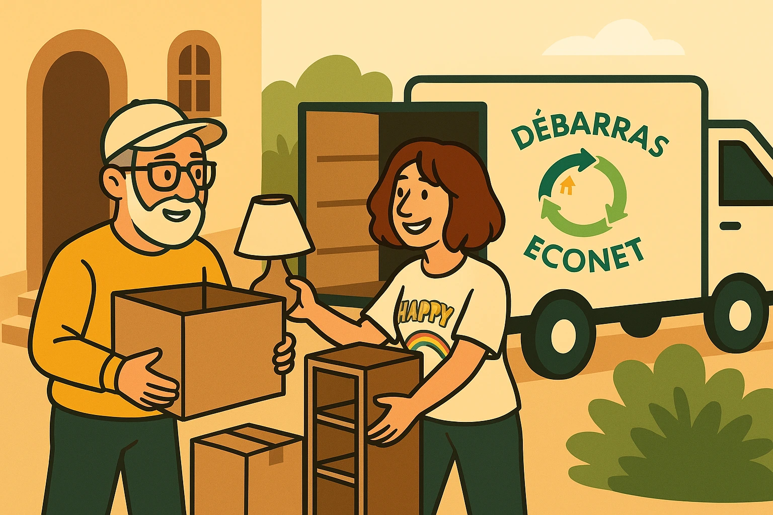 Eric Et Déborah débarrassent une maison